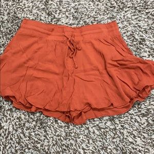 orange flowy skort